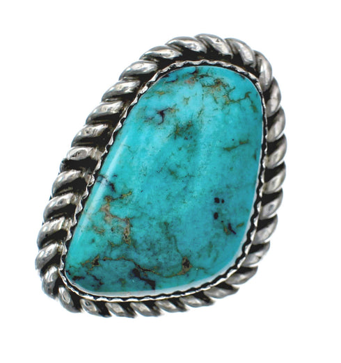 American Indian Genuine Sterling Silver Kingman Turquoise Ring Size 7 NN20225